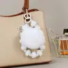Otoño e Invierno Nuevo Estilo Coreano Llavero de Bola de Felpa Bolso para Teléfono Móvil con Cuentas Hecho a Mano Accesorios Colgantes para Bolsos Pulsera Corta para Mujeres