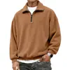 Estilo Americano Transfronterizo Nuevo Venta Caliente Polar Color Sólido Cuello Alto Cremallera Chaqueta Casual Holgada de Moda Ropa para Hombre Sudadera con Capucha