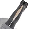 Medias acanaladas de algodón para mujer para otoño e invierno, ligeramente compresivas, adelgazantes, cálidas, gruesas, con pie, disponibles en gris y negro, diseño versátil