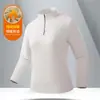 Camisetas de Manga Comprida para Primavera e Outono para Homens e Mulheres, Meio Cardigã, Gola Alta, Roupas Esportivas de Secagem Rápida, Forradas com Fleece, Quentes, Moletons da Moda, Camisetas de Segunda Pele Masculinas