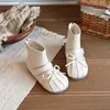 Botas de Cuero para Niñas 2026 Otoño Nuevo Estilo Punta Dividida Lazo Retro Botines Cortos Estilo Coreano Versátil Estilo Ballet Botas Martin