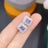 Aretes de Tachuela de Tanzanita Natural, Morado Sedoso, Cuerpo Completamente Limpio, Color Fuego Brillante, Plata 925 Incrustación de Precisión Piedra Principal 4*6mm