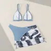 2026 Falda de Malla Conjunto de Tres Piezas de Comercio Exterior con Estampado Traje de Baño para Niñas Europeas y Americanas Bikini para Niñas Mayores Estilo Nuevo