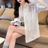 Camisa de Protección Solar con Cuello Polo Texturizado Fino para Mujer Primavera 2025 Holgada Aspecto Adelgazante Top Casual Ropa para Mujer Tallas Grandes