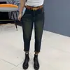2024 Nuevos Jeans de Primavera y Otoño Tallas Grandes para Mujer Pantalones Rectos Torre Pantalones Skinny Pequeños tipo Harem para chica rellenita
