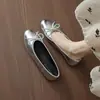 Weiwei Girl 203-18 Zapatos Planos Rojos con Lazo para Mujer, Zapatos de Ballet de Boca Baja, Zapatos Planos de Suela Suave Estilo Francés