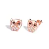 Belleza Borde Plateado Versión Coreana S925 Plata de Ley Búho Pendientes Personalizados Joyería Fabricante Envío Directo Pendientes Joyería