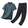 Conjunto de Três Peças Respirável de Seda Gelada Polo de Manga Curta Camiseta de Verão Novo Casual Esportivo para Jovens Homens