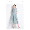 Ropa de Mujer de Comercio Exterior, Estilo Retro de Nicho de Gama Alta, Cuello Redondo, Mangas con Volantes, Vestido de Encaje, Nuevo Modelo de Verano, Adelgazante y Elegante