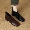 Zapatos retro versátiles de estilo francés para mujer, punta cuadrada, moda primavera/otoño, nuevo diseño de tacón grueso, zapatos de piel estampada, V2026