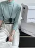 Suéter de Punto de Color Sólido de Cuello Alto Ns para Mujer Otoño 2025 Nuevo Simple Base de Lana Camisa Superior Apilada Collar SS592