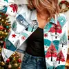 Nueva chaqueta vaquera corta de algodón puro Navidad otoño e invierno estampado 3D personalidad moderna top ajustado para mujer