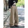 Calça de trabalho retro americana para homens, marca da moda primavera e outono, calça larga de perna reta solta, corte clean, calça afunilada de cintura baixa