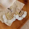 Pendientes Grandes de Flor Estilo Resort junto al Mar, Pendientes de Botón de Estrella de Rafia de Alta Gama de Venta Caliente, Pendientes Elegantes de Nicho