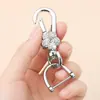 Chaveiro de Liga de Zinco Pingente de Chaveiro de Carro com Flor Cravejada de Diamantes Fecho de Mola, Unissex, Não Desbota