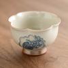Fábrica de pilha escultura onda bud jar copo chinês kung fu mestre copo único copo pintado à mão cerâmica chá conjunto caixa presente