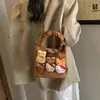 2025 Bolso Versátil Retro Nuevo Dibujo Animado Casual para Mujer Bolso Cruzado Coreano de Nicho Terciopelo Estampado de Leopardo Bolso de Hombro