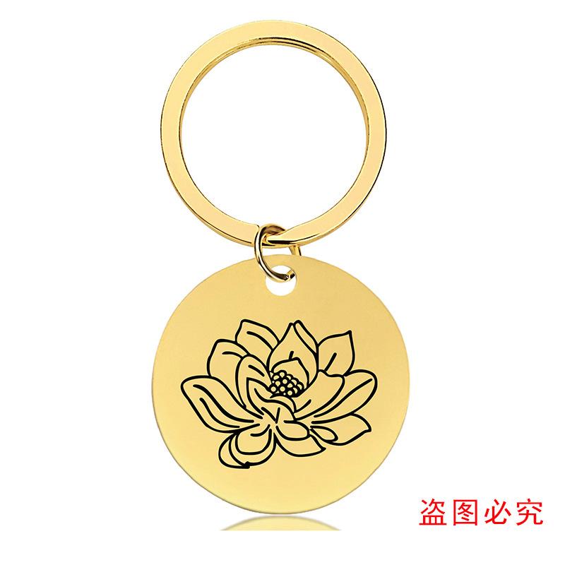 十二月份花朵黑+金圆牌钥匙扣单张图-18