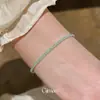 Pulsera Deslizante Redonda de Circonita Verde con un Toque de Lujo Ligero y de Alta Gama, Joyería Versátil y Elegante para Mujer