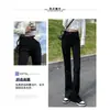 Jeans negros acampanados para mujer, nuevo estilo primavera-verano 2026, de cintura alta, adelgazantes, pantalones acampanados, corte ajustado, pantalones bootcut de largo completo