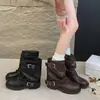 Botas Martin de suela gruesa color café estilo británico para mujer, nuevo otoño 2026 Maillard Xizang botas cortas de vaquero occidentales