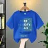 Camiseta de Manga Curta para Meninos Verão Algodão Puro 2026 Novo Estilo Roupas de Verão para Crianças Médias e Grandes Tops Frescos e Bonitos para Crianças