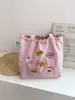 Bolso Nuevo Estilo Coreano con Estampado de Letras para Mujer, Bolso de Hombro de Nylon de Gran Capacidad, Bolso Tote Casual Versátil Portátil con Cordón