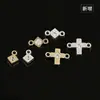 Colgante Pequeño de Ojo de Horus Cruz Palma Chapado en Oro de 14K Americano/Plata de Ley Conector de Doble Agujero Joyería DIY Plata de Ley 925
