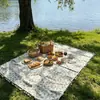 Alfombra de picnic de borlas de moda, manta para acampar al aire libre, mantel de picnic, portátil y plegable, para salidas y excursiones de primavera, tapete para el suelo del césped