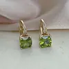 Pendientes cuadrados de circón esmeralda vintage transfronterizos, pendientes geométricos de lujo ligero con diamantes, pendientes coloridos versátiles para mujer