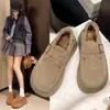 Sapatos slip-on estilo Birkenstock com sola grossa, que aumentam a altura, forrados com fleece, sapatos de algodão felpudo, sapatos femininos, nova coleção outono/inverno 2026, botas de neve, mocassins
