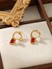 Aretes de Circonita de Color Cuadrado con Cuenta Destacada Aretes Geométricos Franceses de Acero de Titanio Hebilla para la Oreja Diseño Nicho Aretes de Acero Inoxidable Chapados en Oro