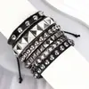Juego de Cuatro Piezas de Pulseras de Cadena Estilo Punk Multicapa de Nuevo Estilo Europeo y Americano para Hombres, Pulseras de Cadena Personalizadas, Pulseras de Remaches Hip-Hop