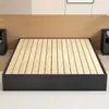 Base de cama de madera maciza, Tatami negro simple y moderno, Cama plataforma sin cabecero, A ras de suelo, para dormitorio del hogar o casa de huéspedes, Marco de listones