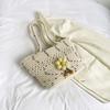 Bolso de hombro único, bolso de tejido de algodón hueco, nuevo bolso de paja francés de gran capacidad para verano, bolso de playa para vacaciones en la playa para mujer