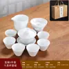 Conjunto de Chá Gaiwan de Porcelana Branca Dehua com Logo Personalizado, Xícaras de Chá, Brindes Corporativos, Conjunto em Caixa de Presente, Luxo Leve