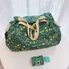 Bolsa de Compras Plissada Estilo Japonês Desenho Animado Verde com Botão de Pressão Ultra Leve Portátil Bolsa de Ombro para Viagem