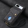 Adecuado para Funda de Teléfono con Tarjetero Google 11, Color Sólido Retro Ranura Múltiple para Tarjetas Correa Soporte, Funda de Cuero para Teléfono Pixel 10 Pro