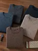 Suéter de punto liso de cuello redondo para hombre con tejido de cachemir para hombre Nuevo Otoño e Invierno Holgado y Cálido Negro