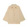 Camisa Elegante de Mezcla de Lino para Mujer, Estilo Nuevo de Verano 2026, Cómoda, de Manga Ancha, Cuello Campana