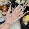 Pulsera HW de industria pesada europea y americana de lujo ligero con girasol, pulsera de moda para mujer, exquisita, gruesa, chapada en plata S925, de alta calidad, con diamantes completos, Super Flash
