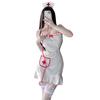 Ropa interior sexy transfronteriza poliéster uniforme de enfermera ligero tentación perspectiva cuello en V profundo con volantes prenda de una pieza pelo 1322
