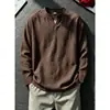 Camiseta básica de cuello en V para hombre, premium, transfronteriza, para primavera y otoño, de manga larga, estilo pullover, corte holgado, casual, hombro normal, estilo old money