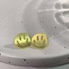 Brincos de Metal com Rosto Sorridente e Coração com Desconto, Brincos de Tarraxa Geométricos Vazados Criativos de Nicho com Sorriso, Prata S925