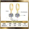 Aretes de Moda con Borlas de Moissanita de Seis Garras de Dos Quilates para Mujer, Elegantes y Simples Pinzas para Oreja, Aretes Colgantes, Plata S925