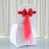Laço Elástico de Casamento Flor para Encosto de Cadeira Hotel Banquete Casamento Fita de Malha Decoração Tira de Natal