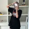 Camiseta Informal de Manga Corta con Estampado de Letras para Mujer, Estilo Americano High-Street, Talla Grande, Top Blanco de Verano con Diseño Oversized