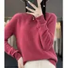 Suéter de punto de cuello redondo de primera línea para mujer, suéter base de punto holgado de manga larga, top de color liso, otoño e invierno, nuevo jersey