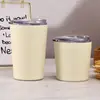 Nova Caneca de Café de Aço Inoxidável 304 de Camada Dupla Cor Off-White com Tampa Transparente para Carro Mini Caneca Térmica para Leite Venda por Atacado