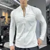 Ropa de ciclismo de otoño nueva para hombre con cuello alto elástica protección solar manga larga ropa de fitness deportes correr top con cremallera